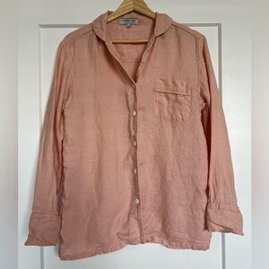 Serena & Lily 100% Linen Set Blush Pink Top & Pants Size S Coastal Resort Lounge